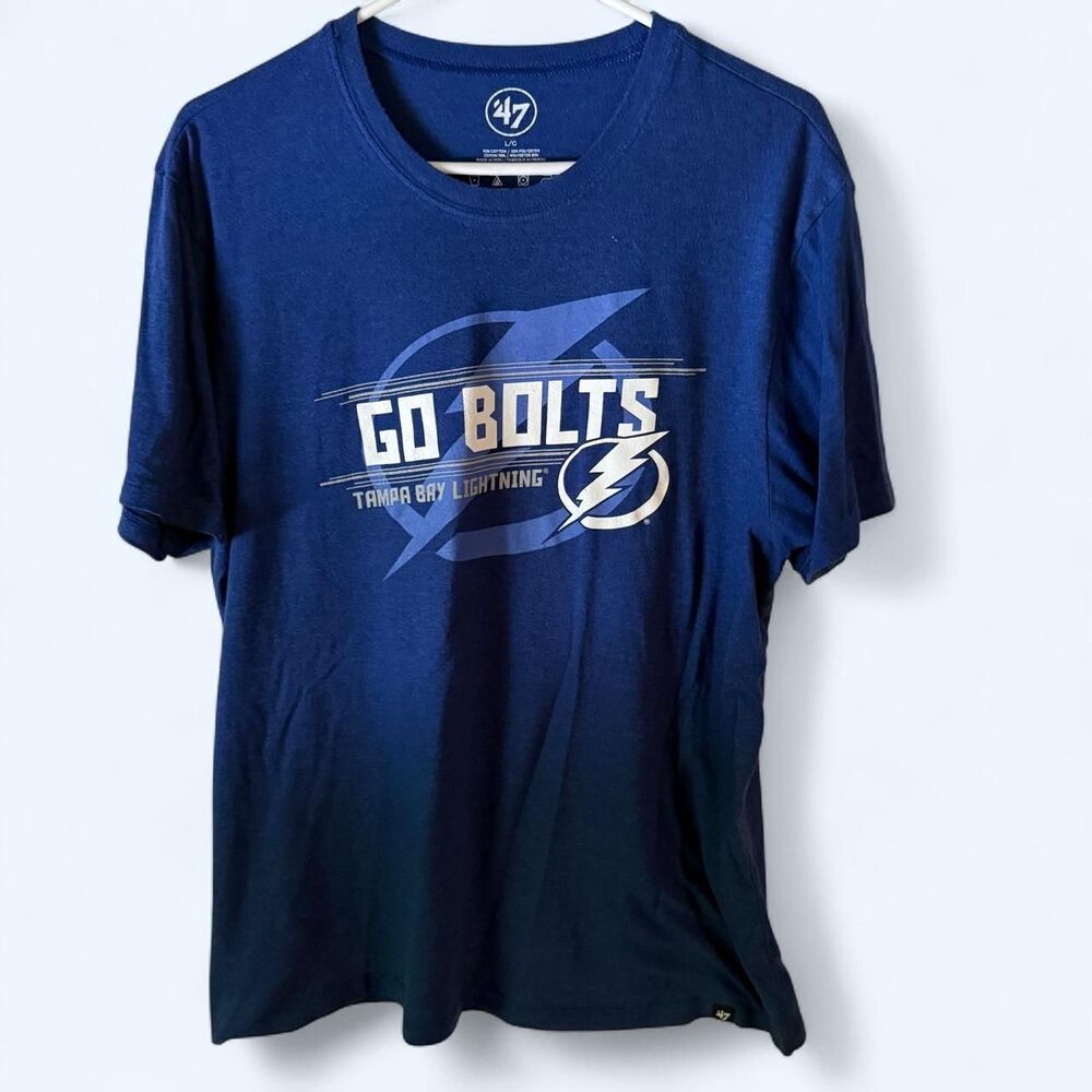 '47 Brand T-Shirt Men L Blue Go Bolts Tampa Bay Lightning NHL Graphic Tee